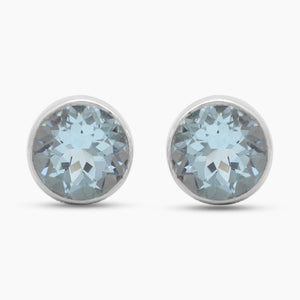 Blue Topaz Silver Stud Earrings