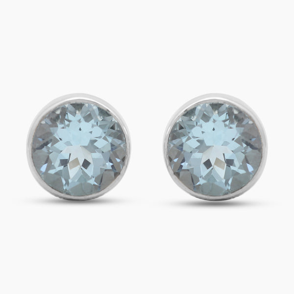 Blue Topaz Silver Stud Earrings