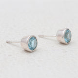 Blue Topaz Silver Stud Earrings