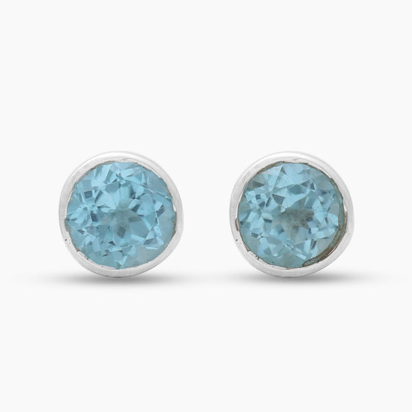 Blue Topaz Silver Stud Earrings