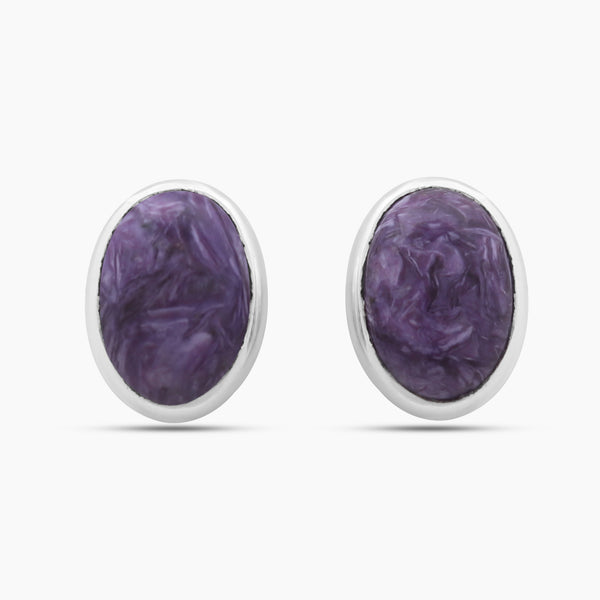 Charoite Silver Earrings