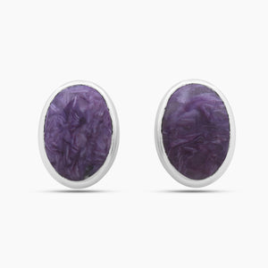 Charoite Silver Earrings