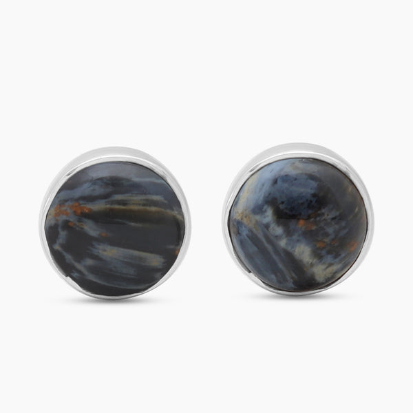 Pietersite Jasper Silver Stud Earrings
