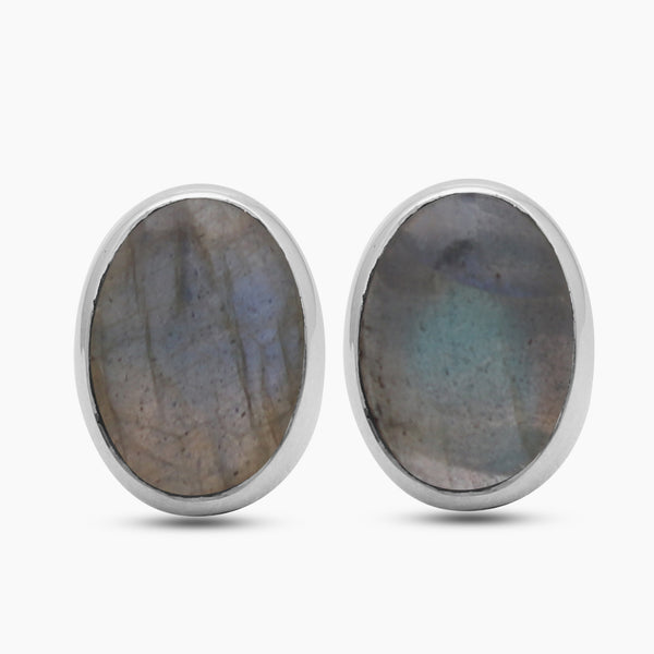 Labradorite Silver Stud Earrings
