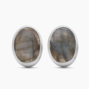 Labradorite Silver Stud Earrings
