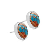 Spiny Oyster Turquoise Silver Earrings