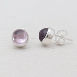 Purple Amethyst Silver Stud Earrings