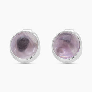 Purple Amethyst Silver Stud Earrings