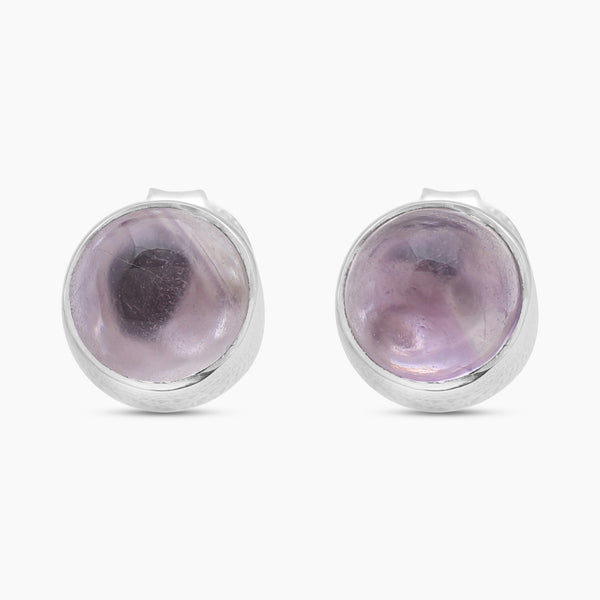 Purple Amethyst Silver Stud Earrings