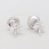 Purple Amethyst Silver Stud Earrings