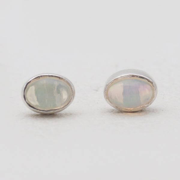 Ethiopian Opal Silver Stud Earrings