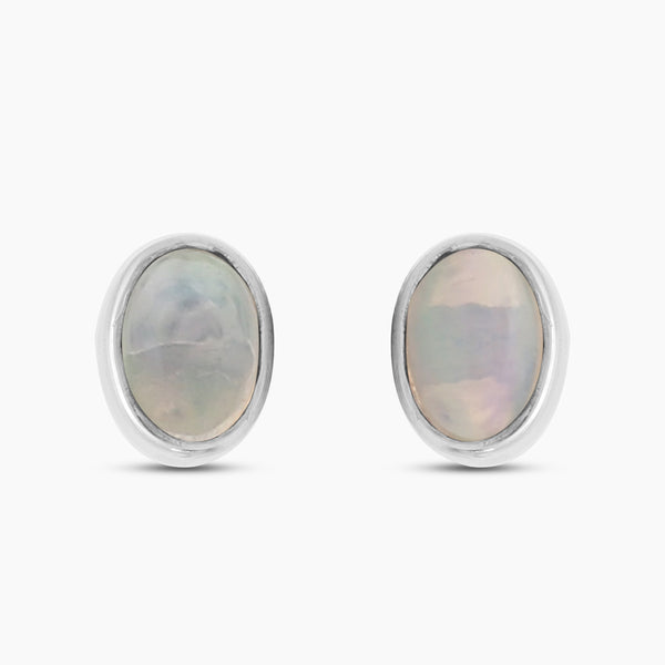 Ethiopian Opal Silver Stud Earrings