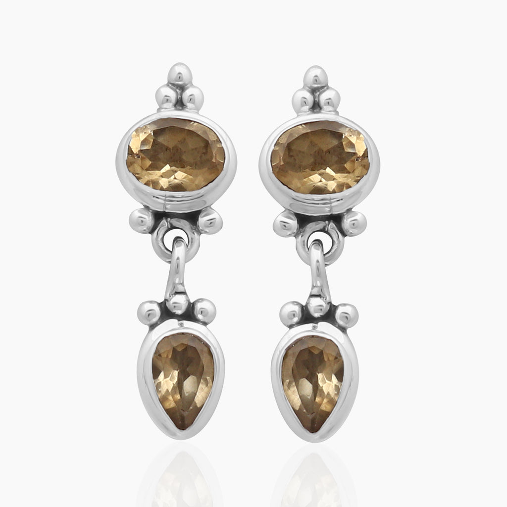 Natural Citrine Silver Earrings