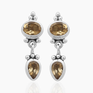 Natural Citrine Silver Earrings