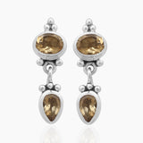 Natural Citrine Silver Earrings