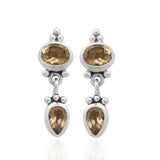 Natural Citrine Silver Earring