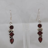 Garnet Gemstone Silver Earring