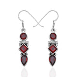 Garnet Gemstone Silver Earring