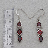 Garnet Gemstone Silver Earring