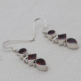 Garnet Gemstone Silver Earring