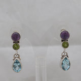 925 Sterling Silver Multistone Drop Earring