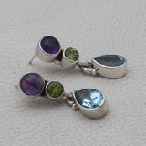 925 Sterling Silver Multistone Drop Earring