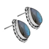 Natural Labradorite Silver Earrings