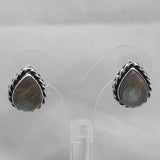 Natural Labradorite Silver Studs Earrings