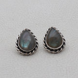 Natural Labradorite Silver Studs Earrings