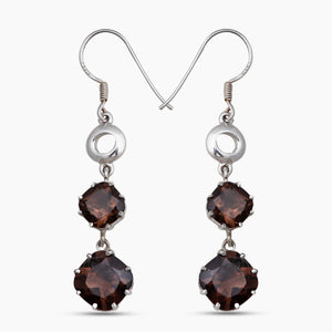 Smoky Quartz Silver Earrings