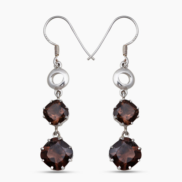 Smoky Quartz Silver Earrings