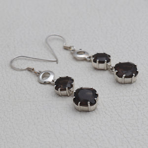 Smoky Quartz Silver Earrings