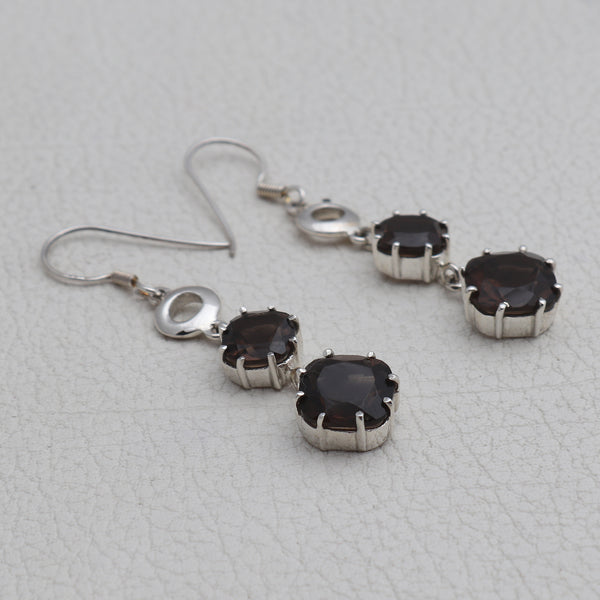 Smoky Quartz Silver Earrings