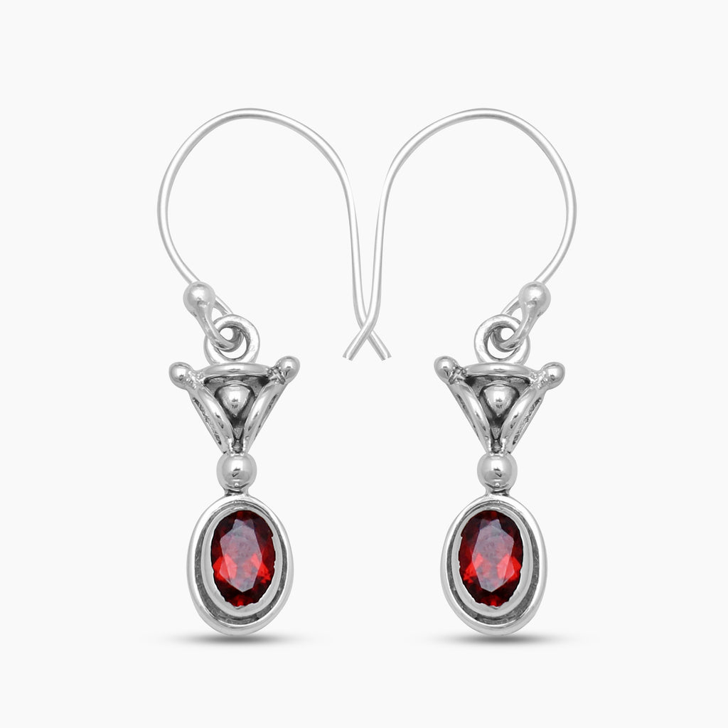 925 Sterling Silver Garnet Earrings