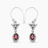 925 Sterling Silver Garnet Earrings