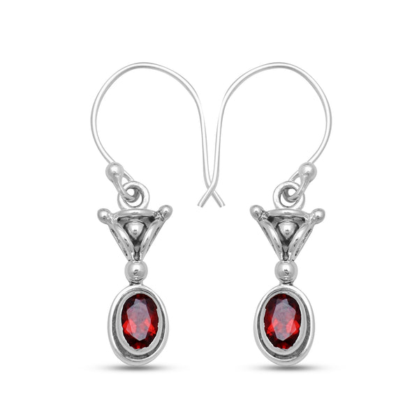 925 Sterling Silver Garnet Earrings