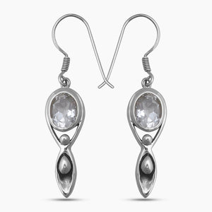 Natural Crystal Silver Earrings