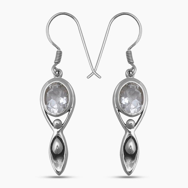 Natural Crystal Silver Earrings
