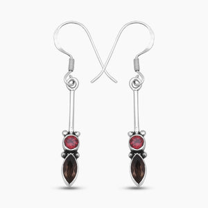 Natural Smoky Quartz Silver Earrings