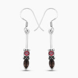 Natural Smoky Quartz Silver Earrings