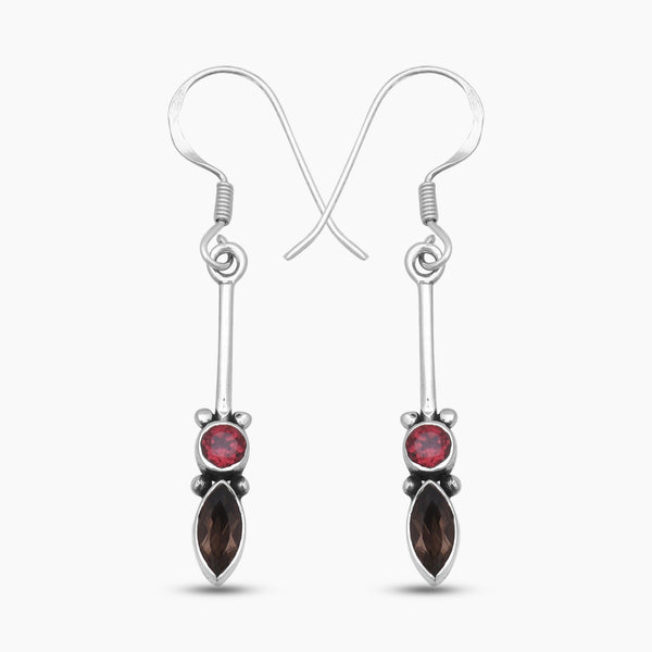 Natural Smoky Quartz Silver Earrings