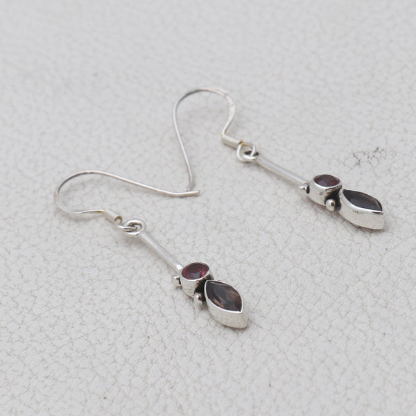 Natural Smoky Quartz Silver Earrings