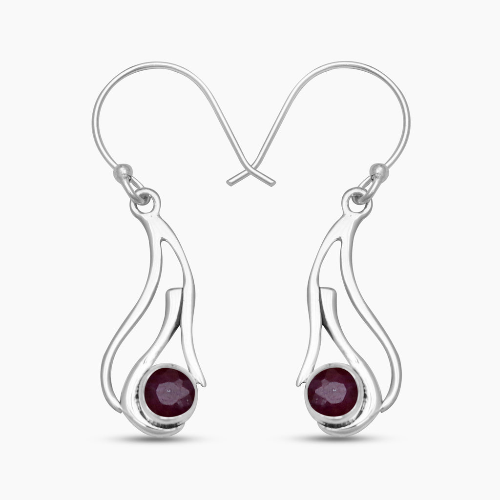 925 Sterling Silver Ruby Earrings