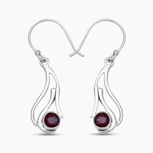 925 Sterling Silver Ruby Earrings