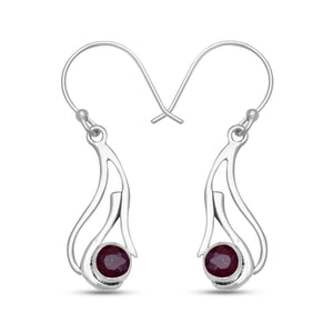 925 Sterling Silver Ruby Earrings
