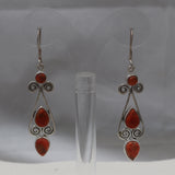 Natural Sponge Coral Silver Earrings