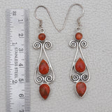 Natural Sponge Coral Silver Earrings