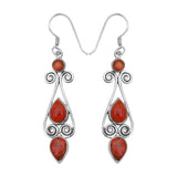 Natural Sponge Coral Silver Earrings