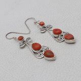 Natural Sponge Coral Silver Earrings