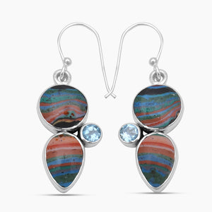 Rainbow Calsilica Silver Earrings